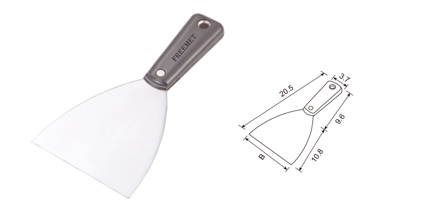 Putty Knife/Scraper Plastic Double Clipped Handle Steel Blade,Mirror Polished